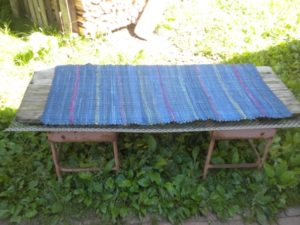 denim rug over dyed stripes 025